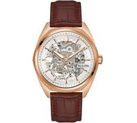 Bulova Reloj automático analógico para hombre 97A175 – Correa de piel, Plata