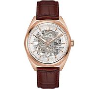 Bulova Reloj automático analógico para hombre 97A175 – Correa de piel, Plata