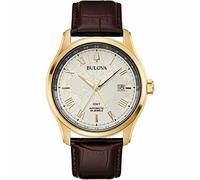 Bulova 97B210 - Reloj analógico automático para Hombre con Correa de Piel, Dorado/marrón, Correa