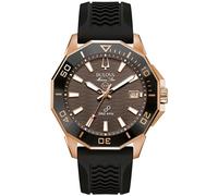 Bulova 98B421 Marina Star, Reloj Analógico para Hombre de Goma con Fecha, Negro, pulsera