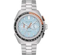 Bulova Reloj Racer 98B432, cronógrafo para hombre, caja de acero inoxidable, esfera azul claro, Azul Claro/Plata, Pulsera