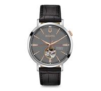 Bulova Automatic Reloj Analógico con Correa en Cuero para Hombre, Gris