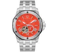 Bulova Automático Marine Star Series A para hombre, caja de acero inoxidable en tono plateado con una esfera naranja de 44 mm (estilo: 98A333)