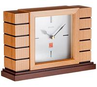 Bulova B1659 Usonian II Frank Lloyd Wright - Reloj de Mesa, Madera Dura, Acabado Natural con Base de Tinte de Nogal