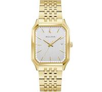 Bulova Classic Tony Bennett 97B236 - Reloj Hombre Cuarzo 43mm, Esfera Blanca, Caja y Brazalete de Acero Chapado en Oro, Cristal Zafiro