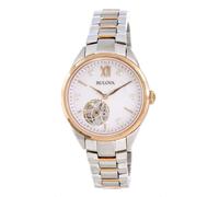 Bulova Esfera Blanca Automático Vestido Correa Acero Inox. 98P170 Mujer