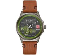 Bulova Frank Lloyd Wright 'Toufic H. Kalil House', Caja automática de Acero Inoxidable ionizado con Correa de Cuero, Esfera con patrón Especial y Carcasa Trasera de exposición (Estilo: 98A330)