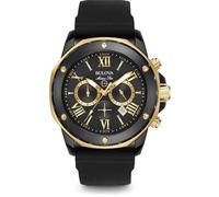 Bulova Marine Star 98B278 - Reloj de Pulsera de Diseño para Hombre - Función de Cronógrafo - Correa de Goma - Resistente al Agua - Color Oro Rosa y Negro