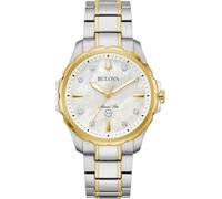 Bulova 98P227 Marine Star 38mm 10ATM Cuarzo Unisex Blanco, MOP Plata, Oro