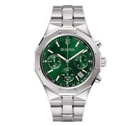 Bulova Octagon Chronograph 96B409 Steel Men's Watch with Green Background