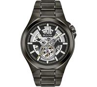 Bulova - Reloj analógico automático para Hombre con Correa de Acero Inoxidable 98A179, Color Negro, Negro, Moderno