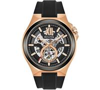 Bulova Reloj analógico automático para Hombre con Correa de Silicona 98A177, Negro, Correa