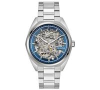 Bulova Reloj analógico de Cuarzo para Hombre con Correa de Acero Inoxidable 96A292, Plateado/Azul, Pulsera