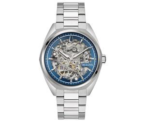 Bulova Reloj analógico de Cuarzo para Hombre con Correa de Acero Inoxidable 96A292, Plateado/Azul, Pulsera