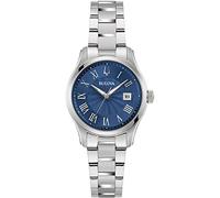 Bulova Reloj analógico de Cuarzo para Mujer con Correa de Acero Inoxidable 96M163, Azul, Pulsera