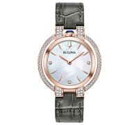 Bulova Reloj Analógico para Mujer de Cuarzo con Correa en Cuero 98R268