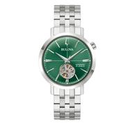 Bulova Reloj Hombre Automático Correa Acero Ref. 96A319, negro mate / plateado, Pulsera