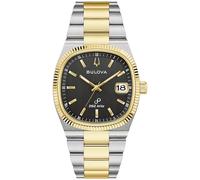Bulova Super Seville 98B458 - Reloj de pulsera de acero inoxidable de dos tonos con esfera negra de 37,5 mm