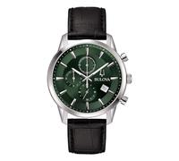 Bulova Sutton Chrono 96B413 Men's Chronograph Watch with Green Background Leather Strap