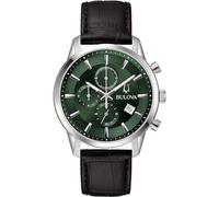 Bulova Sutton Chrono 96B413 Men's Chronograph Watch with Green Background Leather Strap