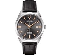 Bulova Sutton Automatic Men Watch with Leather Strap 96B422 Steel Grey Background, Clásico, Clásico