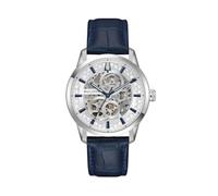 Bulova Sutton Skeleton 96A330 - Reloj Hombre Automático Mecánico 40mm, Esfera Blanca Abierta, Caja Acero Inoxidable, Correa de Piel, Cristal Zafiro