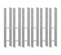 Bulufree Bases para Poste 6 Piezas en Plata Anclaje de Poste Forma de H Ancla H Base de Poste para Valla de cochera 9×6 × 60 cm Acero galvanizado