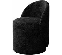 BULUNO Silla de Maquillaje de Terciopelo de Cordero sintético, Silla de Comedor Acolchada Suave, Elegante Silla de Maquillaje de Terciopelo de Cordero sintético para Sala de Estar (Negro)