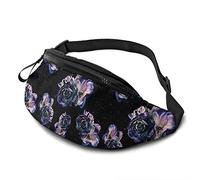 Bumbag Patrón De Flores Unisex Bolsos Bandolera Casual,Ajustable Bolsa De Cintura Táctica para Entrenamiento Viajes Hombre 14X35Cm