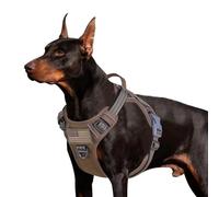 BUMBIN Arnés táctico para Perros Grandes, sin tirones, Reflectante, marrón, L (Cuello: 19-25 Pulgadas, Pecho: 21-35 Pulgadas)