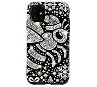 Bumble Bee Christmas Themed Cute Bee Black & White Snowflake Carcasa para iPhone 11