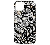 Bumble Bee Christmas Themed Cute Bee Black & White Snowflake Carcasa para iPhone 14 Plus