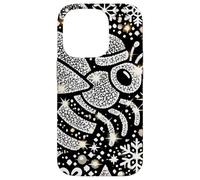 Bumble Bee Christmas Themed Cute Bee Black & White Snowflake Carcasa para iPhone 14 Pro
