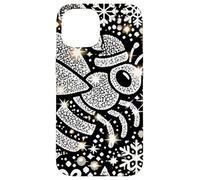 Bumble Bee Christmas Themed Cute Bee Black & White Snowflake Carcasa para iPhone 15