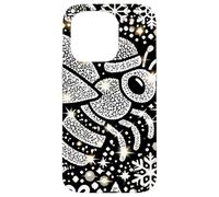 Bumble Bee Christmas Themed Cute Bee Black & White Snowflake Carcasa para iPhone 15 Pro