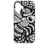 Bumble Bee Christmas Themed Cute Bee Black & White Snowflake Carcasa para iPhone 16