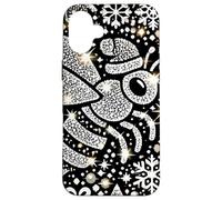 Bumble Bee Christmas Themed Cute Bee Black & White Snowflake Carcasa para iPhone 16 Plus