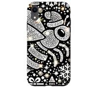 Bumble Bee Christmas Themed Cute Bee Black & White Snowflake Carcasa para iPhone XR