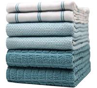 Bumble Toallas de Cocina de algodón, Paquete de 6 Unidades, tamaño XL, 50 x 70 cm, Elegante, Suave y Resistente, de algodón Hilado en 3 Texturas Diferentes (Verde Azulado)