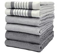 Bumble Toallas de Cocina de algodón, Paquete de 6 Unidades, tamaño XL, 50 x 70 cm, Elegante, Suave y Resistente, de algodón Hilado en Anillos en 3 Texturas Diferentes (Gris)