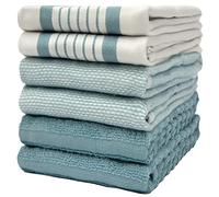 Bumble Towels Toallas de Cocina (20 x 28 Pulgadas, Paquete de 6) - Toallas de Mano Grandes de algodón - Toalla Plana y Toalla de Rizo - Juego de paños de Cocina Altamente absorbentes con Lazo para