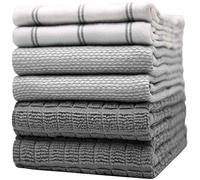 Bumble Towels Toallas de Cocina (50 x 70 cm, 6 Unidades), Toallas de Mano Grandes de algodón, Planas y de Rizo, Juego de paños de Cocina Altamente absorbentes con Lazo para Colgar (Gris)