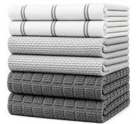 Bumble Towels Toallas de Cocina (50 x 70 cm, 6 Unidades), Toallas de Mano Grandes de algodón, Planas y de Rizo, Juego de paños de Cocina Altamente absorbentes con Lazo para Colgar (Gris)