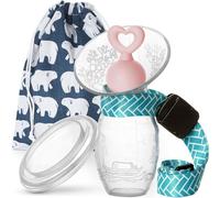 Bumblebee - Bomba de leche manual con tapón y tapa para lactancia materna en caja de regalo, bomba de pecho silicona de grado alimenticio BPA PVC y libre de ftalatos Pink stopper (1Pack)