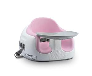 Bumbo Multi Seat - Asiento para Bebé 3 en 1 - Asiento de Suelo, Trona Portátil y Alzador de Silla para Comer - Bandeja Extaíble y Altura Ajustable - Color Rosa