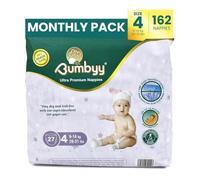 Bumbyy Leak-Proof - Manteles para bebé, tamaño 4 - Ultra-Absorbent Soft & Thin Newborn para piel sensitiva, 162 Baby Diapers, Hypoallergenic & Dermatologically Tested 12 hr Dry Nappy 9-14 kg/20-31 lbs