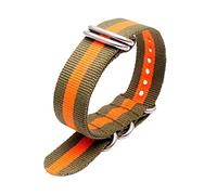 Bumdenuu 18/20/22/24mm Correa deportiva de nailon tejido de para hombre y mujer, correa Nato respetuosa con la piel, accesorios para reloj de cuarzo, verde militar+naranja, 22mm