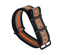 Bumdenuu 18/20/22/24mm Sports Woven Nylon Nato Correa Correa de reloj impermeable ligera para relojes mecánicos, Negro+Gris+Naranja-Negro, 22mm