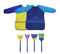 Bumdenuu 6 unidades Camiciotti para niños, pinceles artísticos, artistas, impermeables, delantales de pintura larga con 3 bolsillos para edades 3-5