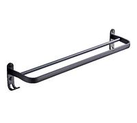 Bumdenuu 60cm pared soporte negro toalla titular aluminio doble barra toallero titular con gancho para casa hotel baño ducha accesorios